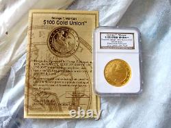 $100 Dollars Gold Union 1 Oz. 999 Proposed 1876-2010 Ultra Cameo Gem Proof NGC