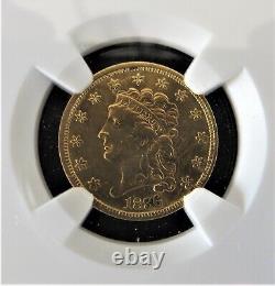 (1836) Untied States of America, gold 2.5 dollar gold coin, BEAUTY NGC graded