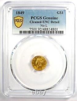 1849 Liberty Gold Dollar G$1 No L Coin PCGS Uncirculated Details (UNC MS)