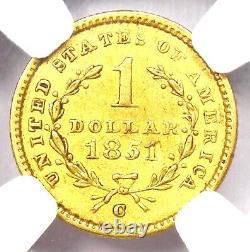 1851-C Liberty Gold Dollar G$1 Certified NGC AU Details Rare Charlotte Coin