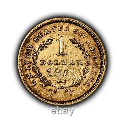 1851 G$1 Liberty Head Gold Dollar Luster AU Dets SKU-G3814