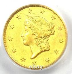 1851 Liberty Gold Dollar G$1 Coin. Certified PCGS MS62 (BU UNC) Rare Gold Coin