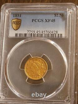 1851 dollar 2.50 gold XF45