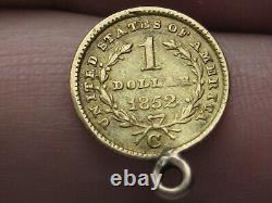1852 C $1 Gold Liberty Head One Dollar Coin- Rare Charlotte Coin