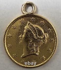 1853 $1.00 Dollar Type 1 Gold Coin Jewelry Without Bail In Capsule