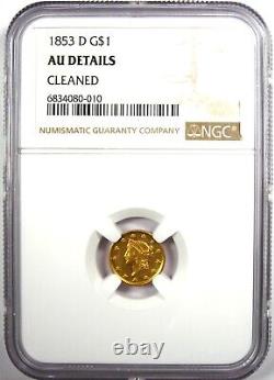 1853-D Liberty Gold Dollar G$1 Certified NGC AU Detail Rare Dahlonega Coin