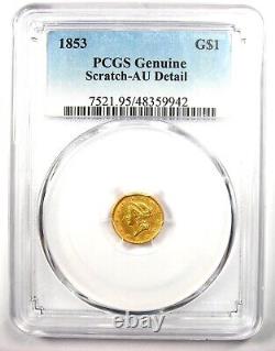 1853 Liberty Gold Dollar G$1 Certified PCGS AU Detail Rare Early Gold Coin