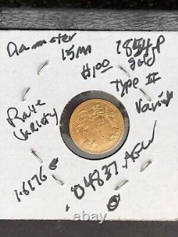 1854 $1 Liberty Head Head USA Gold Dollar Type 2-A NICE VERY RARE VARIETY