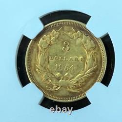 1854 $3 Indian Princess Gold Coin NGC AU55 Three Dollar