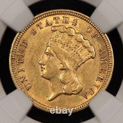 1854 $3 Indian Princess Head Three Dollar Gold Piece Luster NGC AU55 G3781