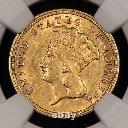 1854 $3 Indian Princess Head Three Dollar Gold Piece Luster NGC AU55 G3781