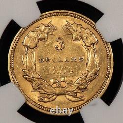 1854 $3 Indian Princess Head Three Dollar Gold Piece Luster NGC AU55 G3781