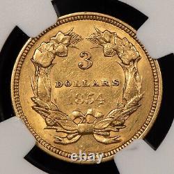 1854 $3 Indian Princess Head Three Dollar Gold Piece Luster NGC AU55 G3781