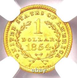 1854 Liberty Gold Dollar G$1 Coin NGC MS63+ Plus Grade (BU UNC) $885 Value