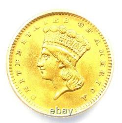 1856 Indian Gold Dollar G$1 Coin Certified ANACS AU55 Detail Rare Gold Coin