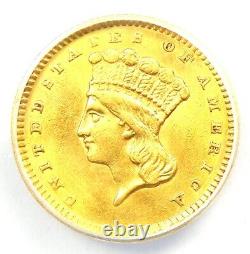 1856 Indian Gold Dollar G$1 Coin Certified ANACS AU55 Detail Rare Gold Coin