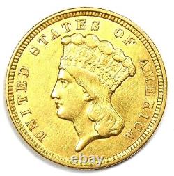 1856 Three Dollar Indian Gold Coin $3 Choice AU Details Rare Coin