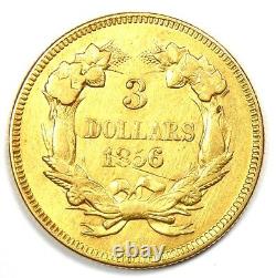 1856 Three Dollar Indian Gold Coin $3 Choice AU Details Rare Coin