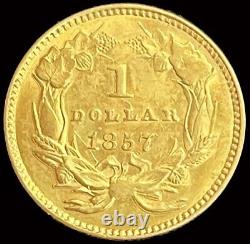 1857 Gold United States Type 3 Princess Head $1 Dollar Coin Au