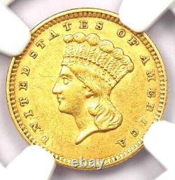 1857 Indian Gold Dollar G$1 Coin Certified NGC AU58 Rare Gold Coin