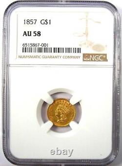 1857 Indian Gold Dollar G$1 Coin Certified NGC AU58 Rare Gold Coin