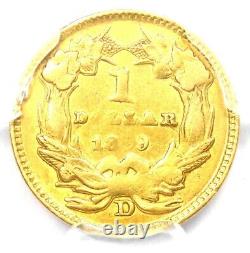1859-D Indian Gold Dollar G$1 Coin PCGS XF Details Rare Dahlonega Coin