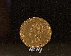 1861 Indian Gold Dollar G$1 Extremely Fine Rare Early Coin! With COA