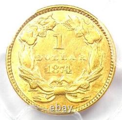 1874 Indian Gold Dollar G$1 Coin Certified PCGS AU55 Rare Gold Coin