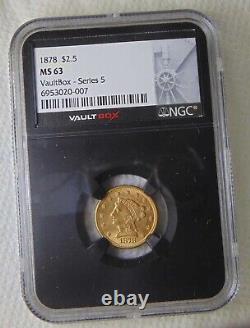 1878 Liberty Gold Quarter Eagle $2.5 Dollar Coin NGC MS 63, SWEET