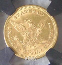 1878 Liberty Gold Quarter Eagle $2.5 Dollar Coin NGC MS 63, SWEET