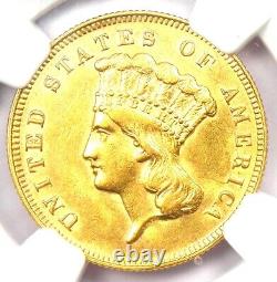 1878 Three Dollar Indian Gold Coin $3 Certified NGC AU58+ Plus Grade Rare