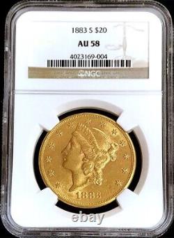 1883 S Gold USA $20 Dollar Liberty Head Double Eagle Coin Ngc Au 58