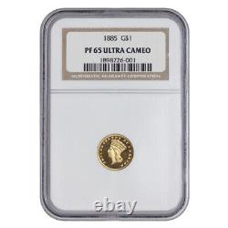 1885 $1 Gold Indian Princess Head NGC PF65UCAM Ultra Cameo American Dollar Coin
