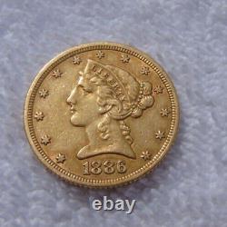 1886 $5 Five Dollar US Gold Liberty Coin Coronet Head Eagle Bullion