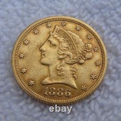 1886 $5 Five Dollar US Gold Liberty Coin Coronet Head Eagle Bullion