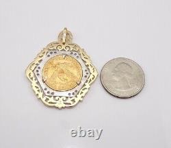 1897 5 Five Dollar Gold Coin 14K Yellow White Gold 0.30ctw Diamond Pendant FZZ