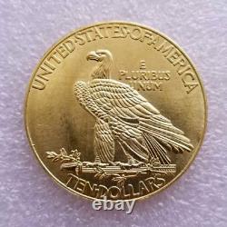 1907 Indian Head Eagle Ten Dollars Gold Coin Charm Shape 14k Yellow Gold Finish