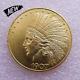 1907 Indian Head Eagle Ten Dollars Gold Coin Charm Shape 14k Yellow Gold Plated