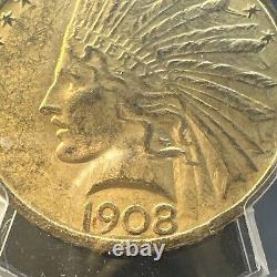 1908 P NO MOTTO Indian Head Gold Coin $10 Dollars MS63 PCGS Stunning Original