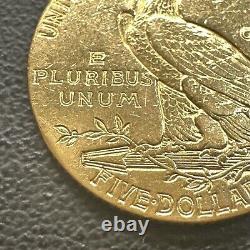 1914 Gold U. S. $5 Dollar Indian Head Half Eagle Coin Survival Population =11k