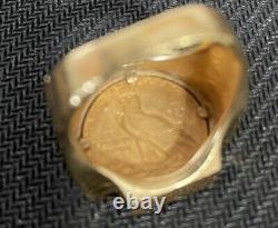 1915 Indian Head 2 1/2 Dollar Coin Vintage 14k Solid Gold Ring Setting