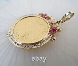 1915 US Ten Dollar Indian Head Coin Pendant With Chain 14k Yellow Gold Plated