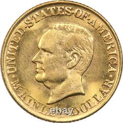 1917 McKinley Commemorative Gold Dollar $1 Coin, Uncirculated BU Lightly Cleaned