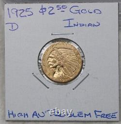 1925 D $2 1/2 Dollar United States Indian Head Quarter Eagle Gold Coin $2.50