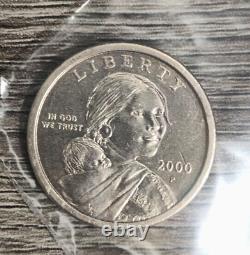 2000 P Sacagawea One Dollar Coin USA Gold Color Circulated