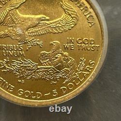 2003 $5 American Eagle Five Dollar 1/10 Ounce Gold Coin Icg Ms 70 Better Date