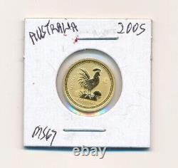 2005 Pure Gold Coin Australia 1/10oz 15 dollars ms67 graded $ 15 rare gold coin
