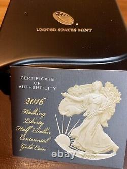 2016 1/2 Oz. 9999 Unc. Gold Walking Liberty Half Dollar Centennial Gold Coin