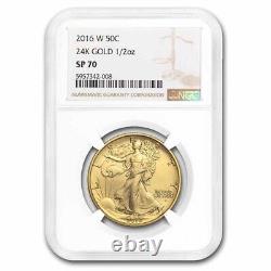 2016-W 1/2 oz Gold Walking Liberty Half Dollar SP-70 NGC