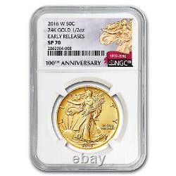 2016-W 1/2 oz Gold Walking Liberty Half Dollar SP-70 NGC (ER/FR)